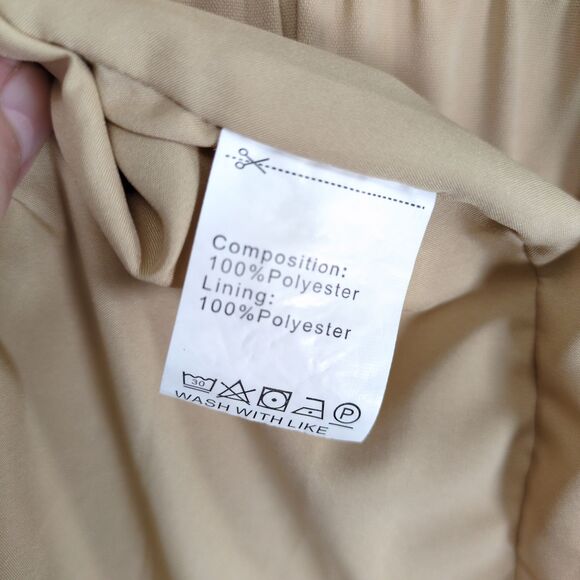 Pretty Garden Women's XL Beige Pleated Wrap Maxi Dress Short Puff Sleeves V-Neck - Picture 6 of 7